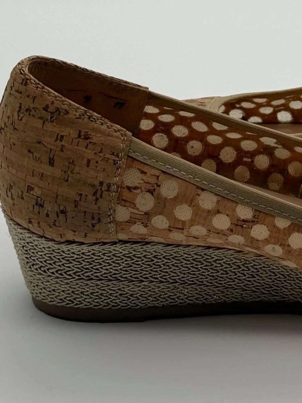 Meucci Made in Italy Cork Mesh Wedge Ballet Flats Size 9